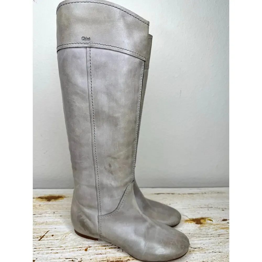 Chloé Contrast Stitch Heloise Knee Length Boots 37